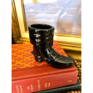 Mosser Black Glass Cowboy Boot Shot Glass 1.25 oz Western Barware 3 Inch Novelty